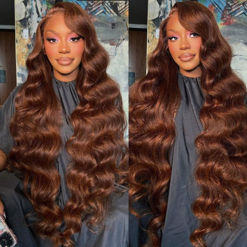 38&quot; Long Chocolate Brown Loose Deep Wave Synthetic Wig - HD Lace Wigs