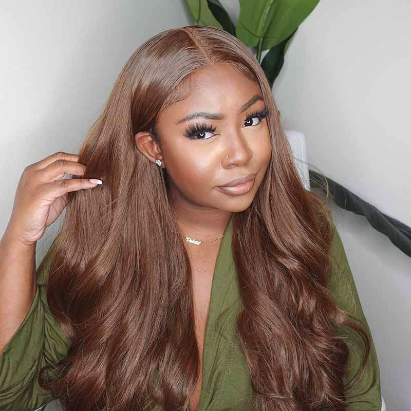 Chocolate Brown Body Wave Human Hair Wig - HD Lace Wigs