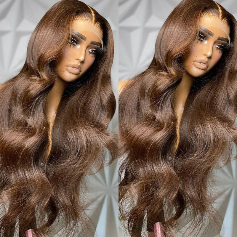 Chocolate Light Brown Body Wave HD Transparent Lace Front Wig