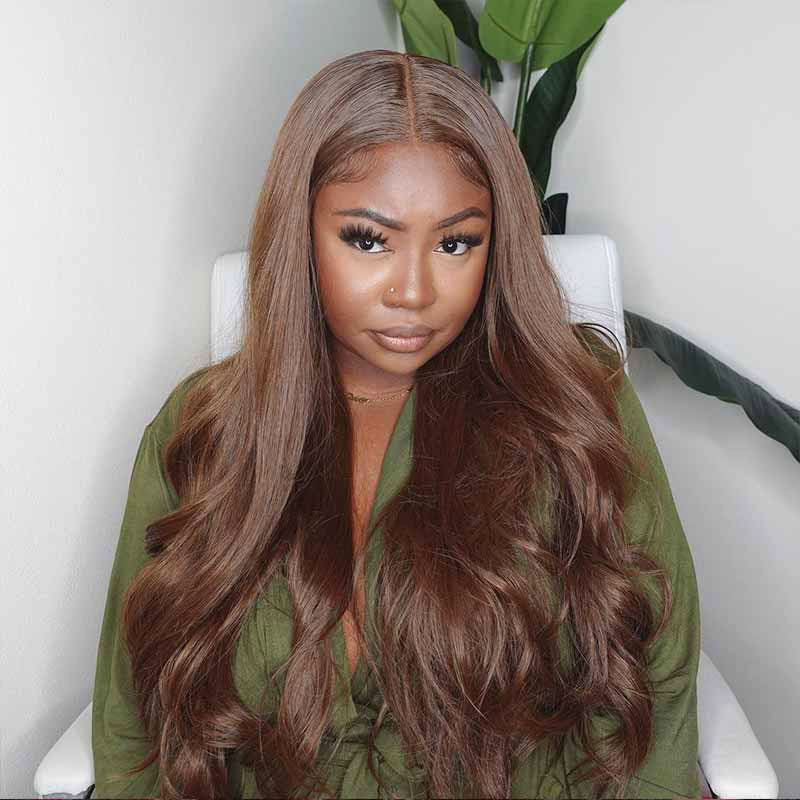 Chocolate Brown Body Wave Human Hair Wig - HD Lace Wigs