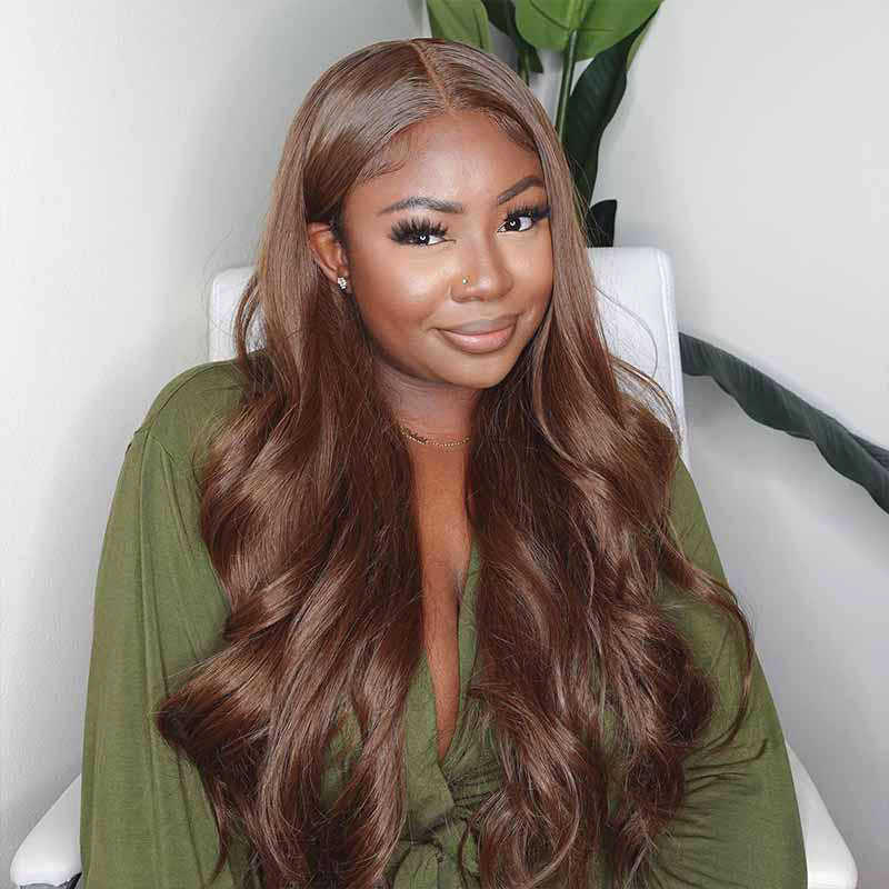 Chocolate Brown Body Wave Human Hair Wig - HD Lace Wigs