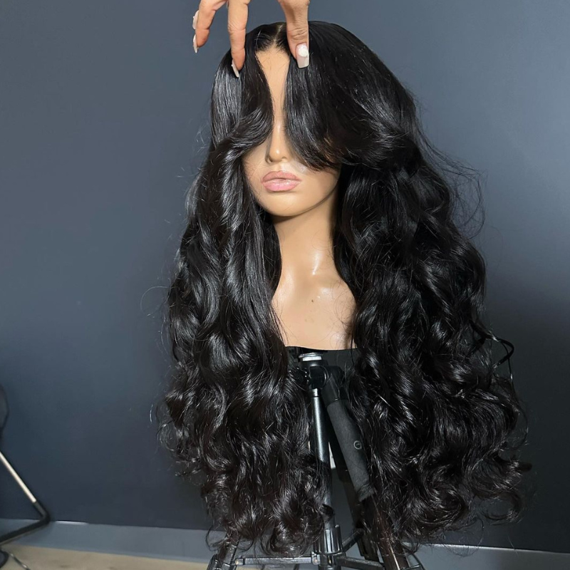 Loose Wave Lace Front Wig With Bangs - Curtain Bangs