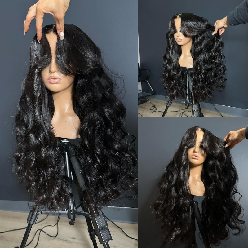 Lose Wave Human Hair Wig With Bangs - HD Lace Wigs