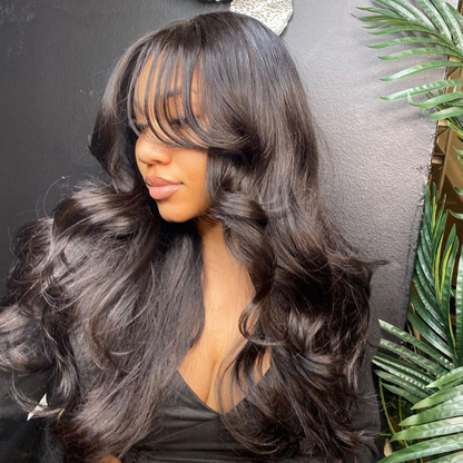 Body Wave Virgin Human Hair Wig With Bangs - HD Lace Wigs