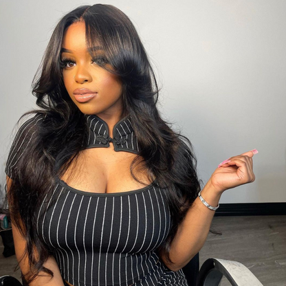 Body Wave Human Hair Wig With Bangs - HD Lace Wig