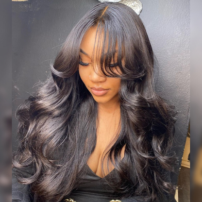 Body Wave Virgin Human Hair Wig With Bangs - HD Lace Wigs