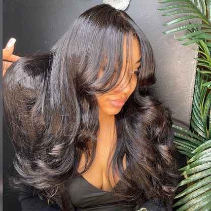 Body Wave Virgin Human Hair Wig With Bangs - HD Lace Wigs