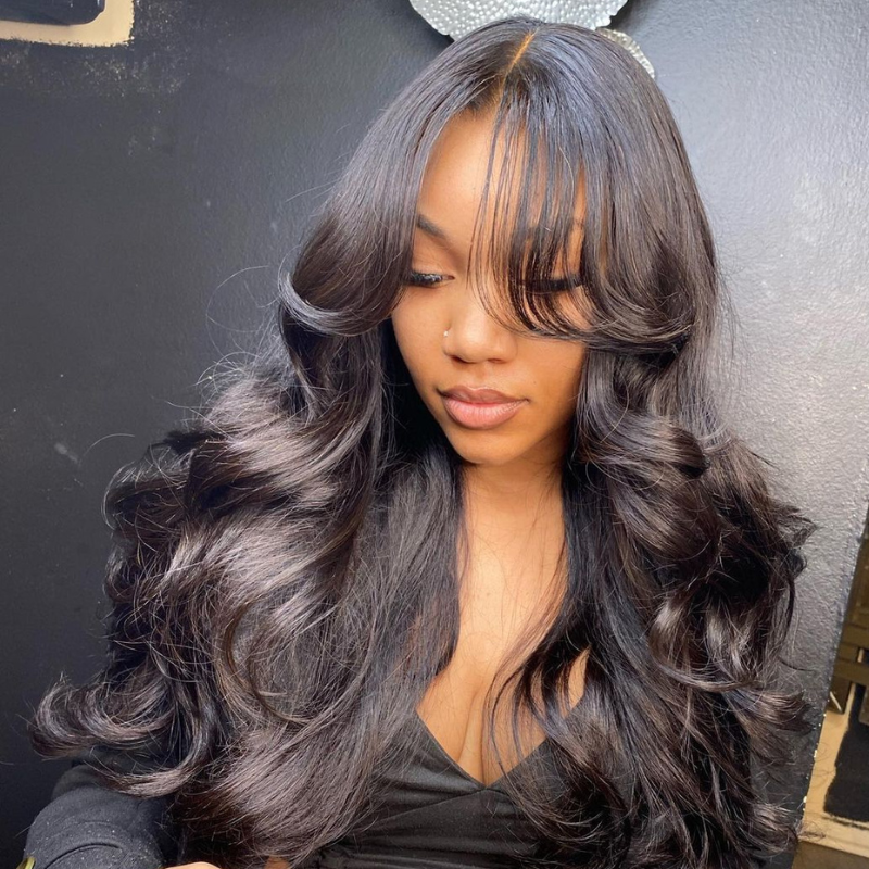 Body Wave Virgin Human Hair Wig With Bangs - HD Lace Wigs