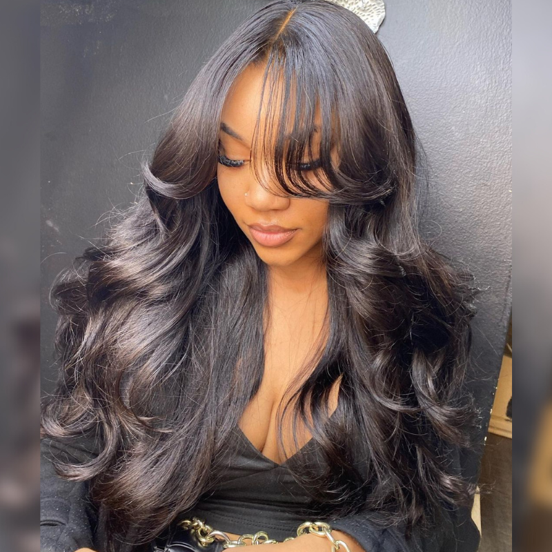 Body Wave Virgin Human Hair Wig With Bangs - HD Lace Wigs