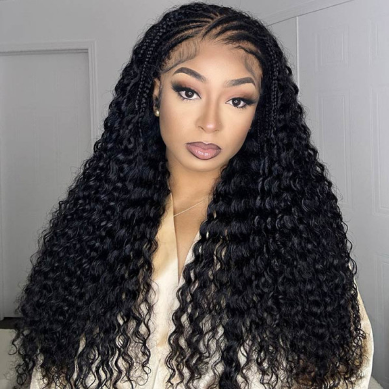 Deep Wave Human Hair Wig - Braided HD Lace Wigs