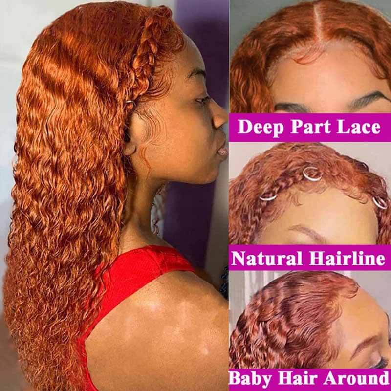 Deep Wave Ginger Human Hair Wig - HD Lace Wigs