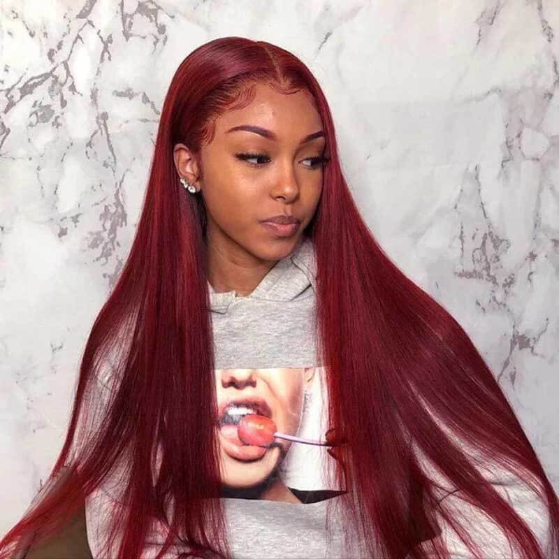 Red Straight Synthetic Wig - HD Lace Wigs