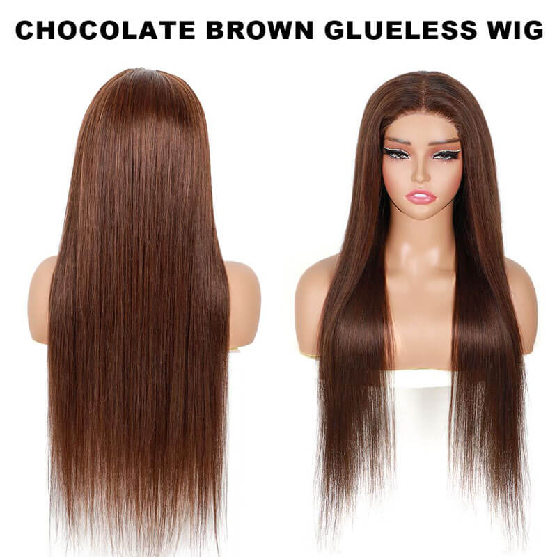 Chocolate Brown Straight Synthetic Wig - HD Lace Wigs