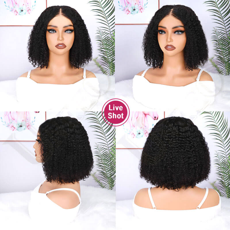 Short Kinky Curly Bob Human Hair Wig - HD Lace Wigs