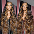 Skunk Stripe Blonde & Brown Loose Wave Human Hair Wig - HD Lace Wigs