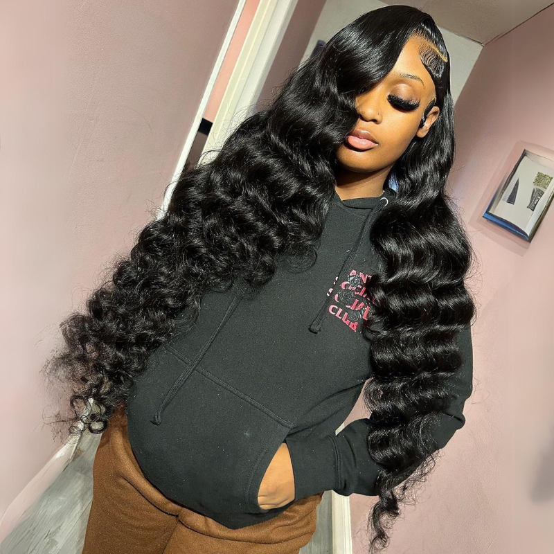 38&quot; Wand Curl Loose Deep Wave Human Hair Wig - HD Lace Wigs