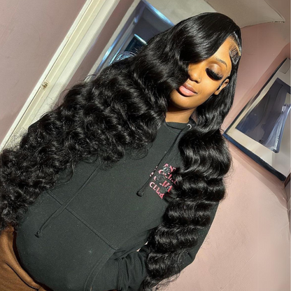 38&quot; Wand Curl Loose Deep Wave Human Hair Wig - HD Lace Wigs