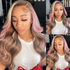 Pink & Brown Human Hair Wig - HD Lace Wigs