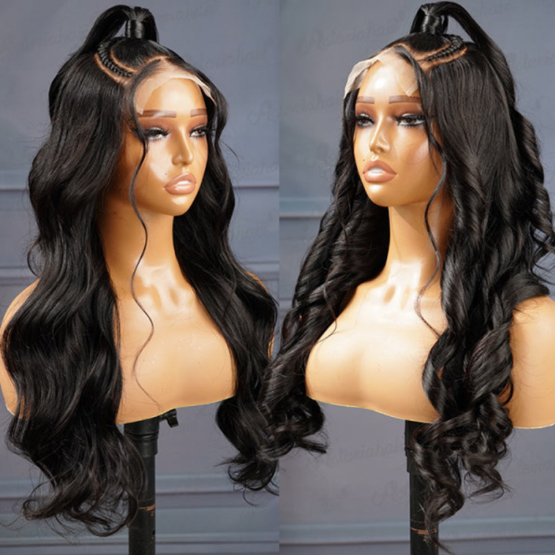 Half Up Half Down Body Wave Human Hair Wig - HD Lace Wigs