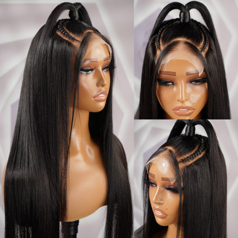 Half Up Half Down Straight Synthetic Wig - HD Lace Wigs