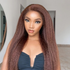 Red & Chocolate Brown Kinky Straight Human Hair Wig - HD Lace Wigs