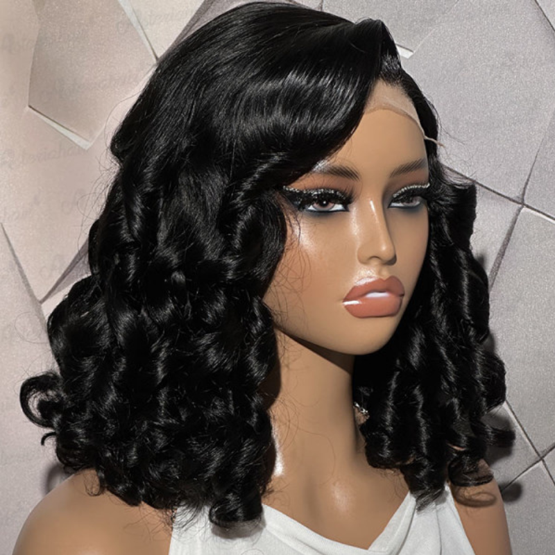 Bouncy Thick Side Part Loose Wave Human Hair Wig - HD Lace Wigs