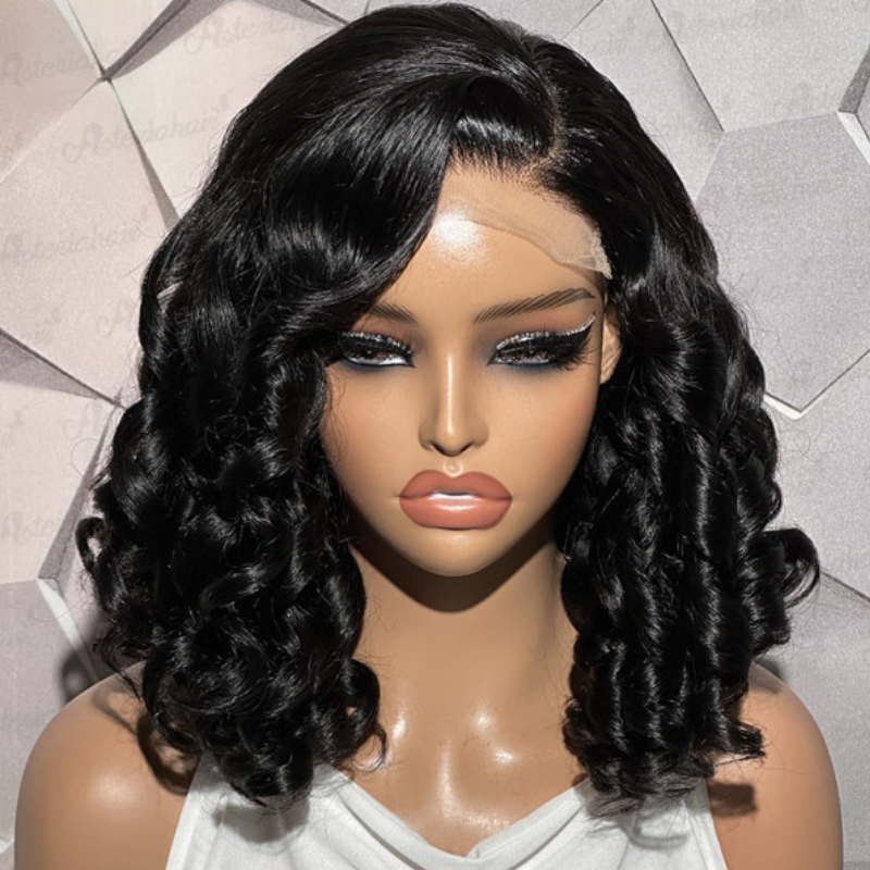 Bouncy Thick Side Part Loose Wave Human Hair Wig - HD Lace Wigs