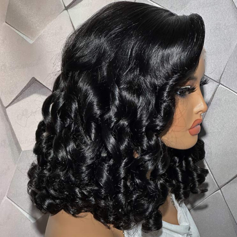 Bouncy Thick Side Part Loose Wave Human Hair Wig - HD Lace Wigs