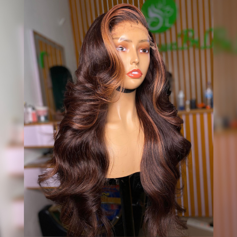 Skunk Red Brown Human Hair Wig - HD Lace Wigs