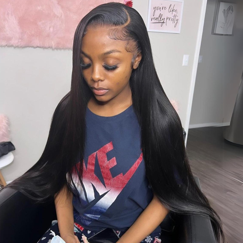 Side C Part Straight Human Hair Wig - HD Lace Wigs