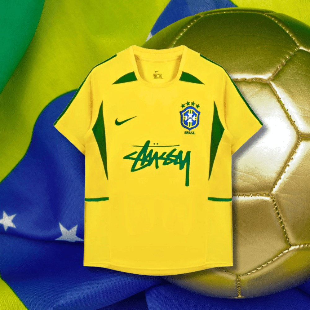 BRASILIEN X STUSSY Konzept-Fußballtrikot (2002 World Cup Retro)