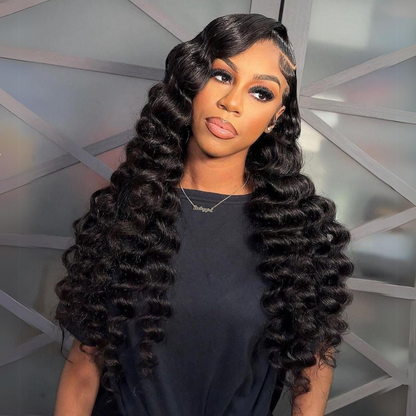 Side C Part Wand Curls Human Hair Wig - HD Lace Wigs