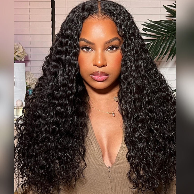 Water Wave Wet &amp; Wavy Curly Human Hair Wig - HD Lace Wigs